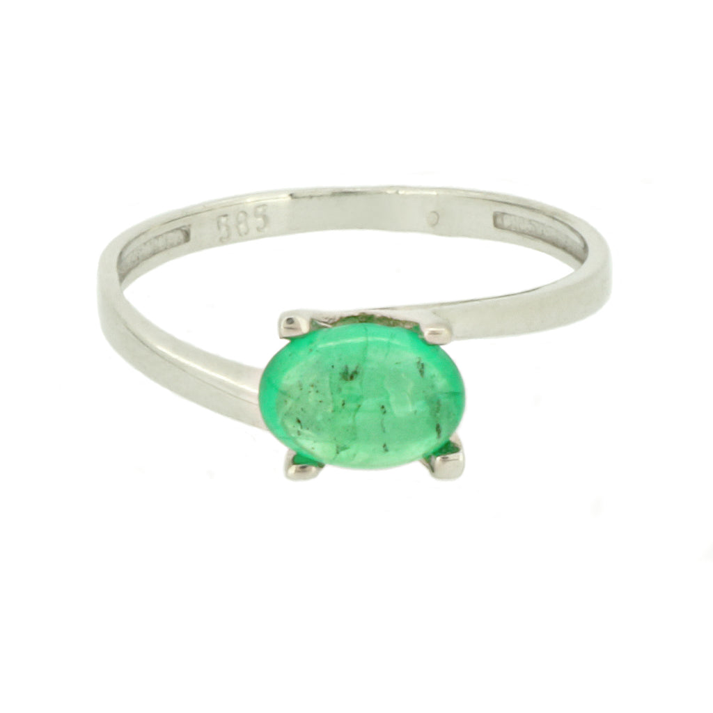 Fehérarany smaragd köves női gyűrű - V-Pearl