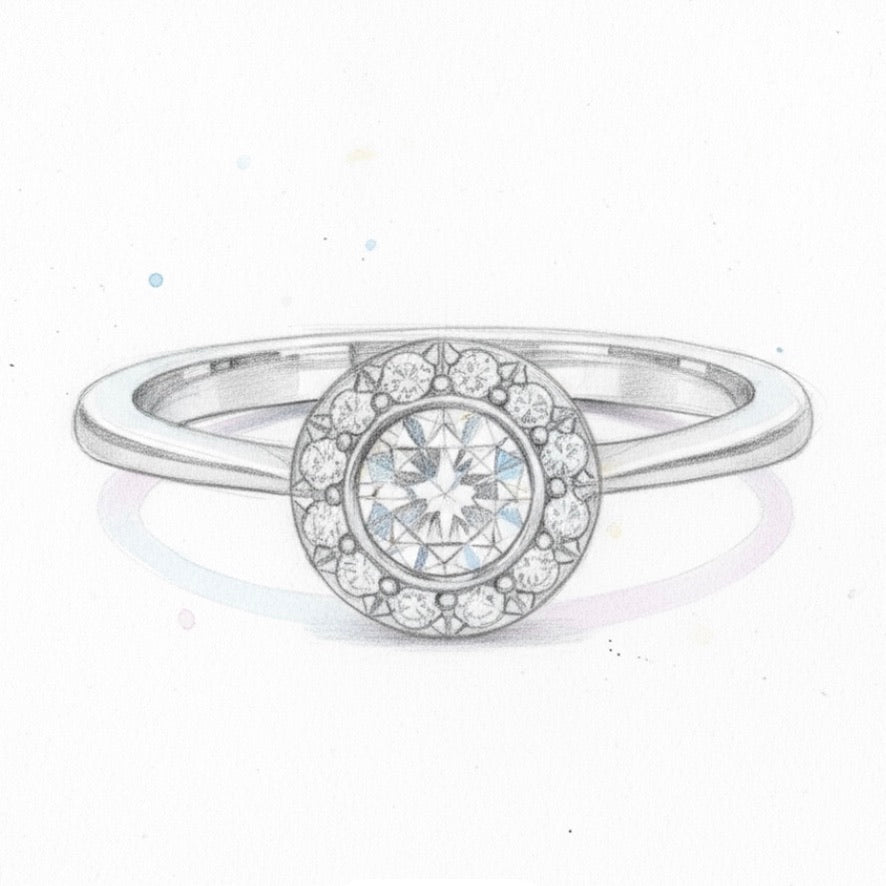 Fehérarany modern bouton brilles gyűrű