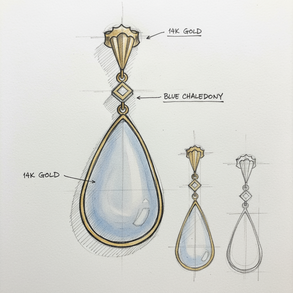 Rozé arany kalcedon fülbevaló gyémánttal