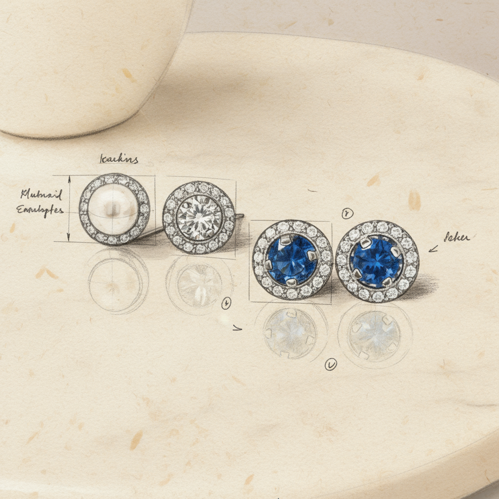 Fehérarany brilles, gyöngyös variálható fülbevaló