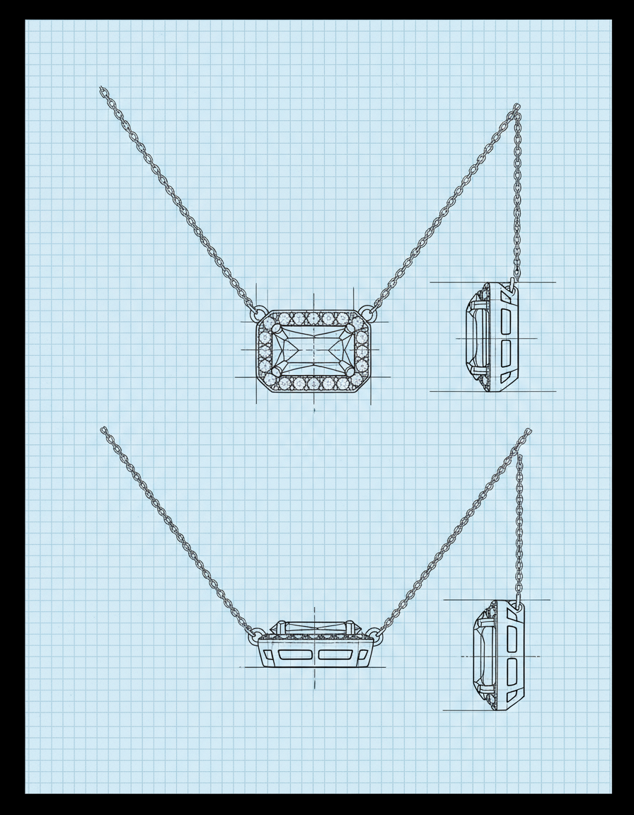 Női finom nyakék smaragddal brillekkel