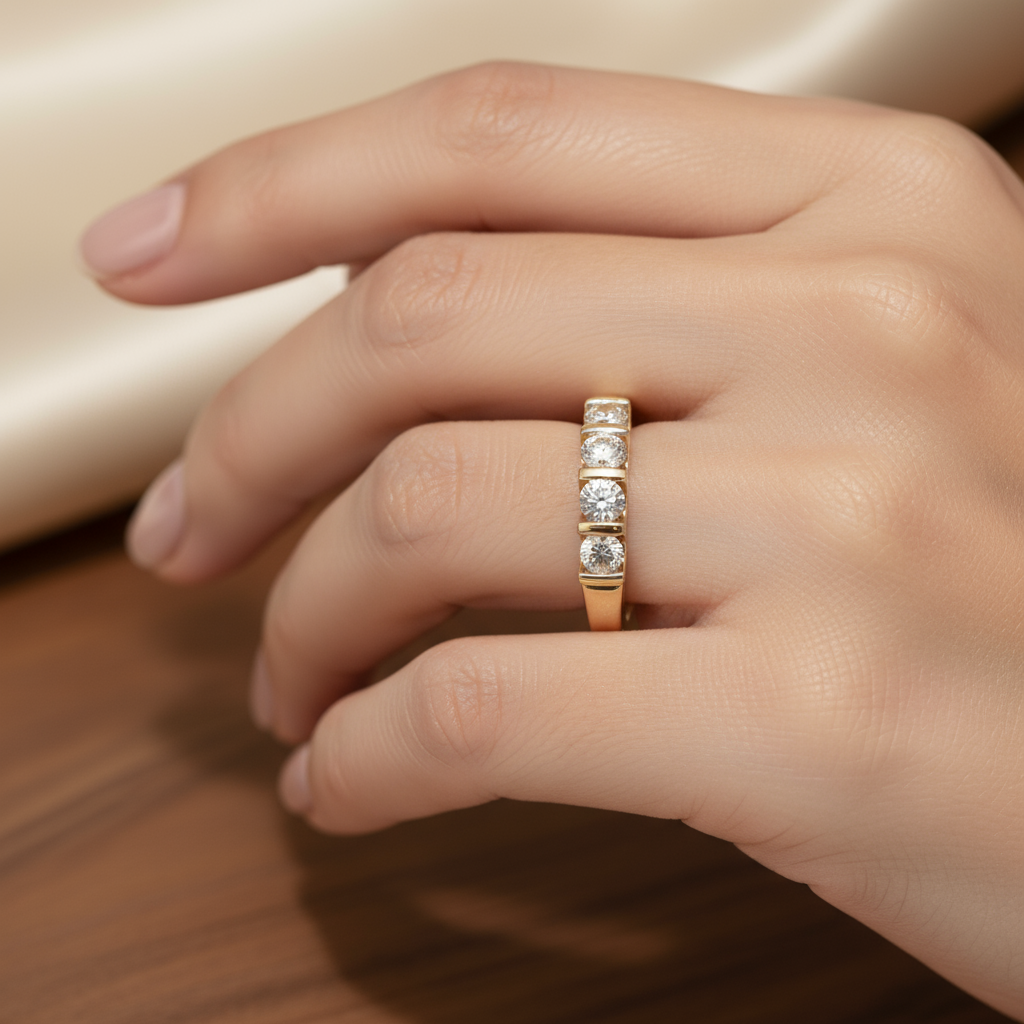 Sárga arany brilles alliance gyűrű