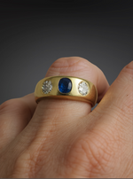 Antik brilliáns, zafír alliance gyűrű