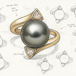 Egyedi arany brilles gyűrű gyönggyel