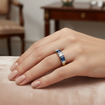 Art deco stílusú gyémánt, zafír gyűrű