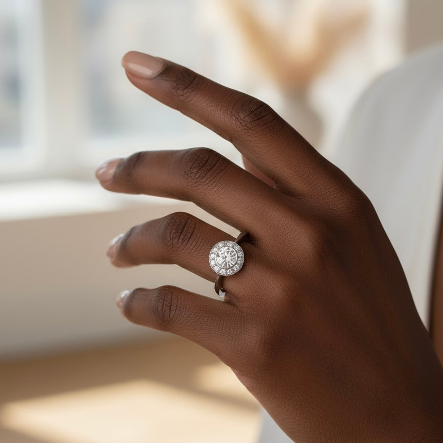 Fehérarany modern bouton brilles gyűrű