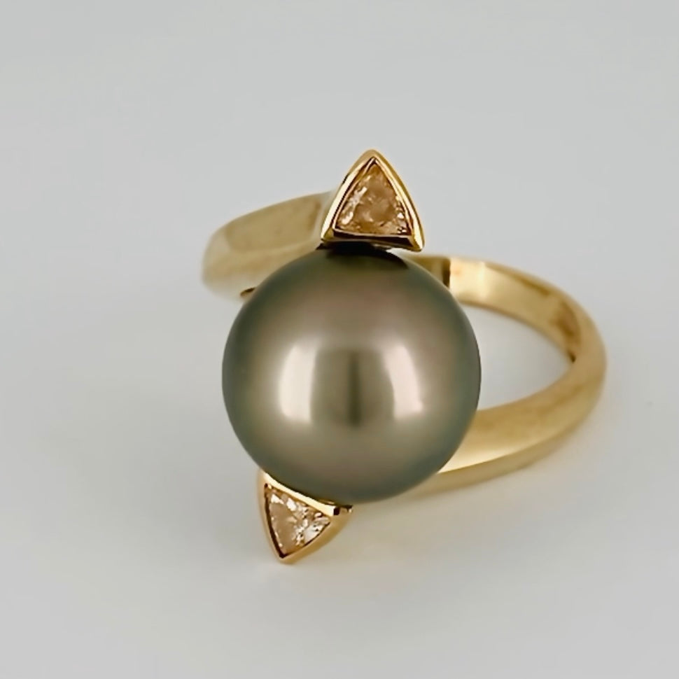Női gyémánt gyűrű tahiti gyönggyel