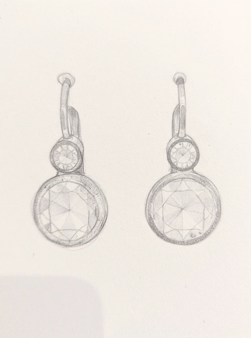 Antik bouton fülbevaló brillekkel 2,6 ct