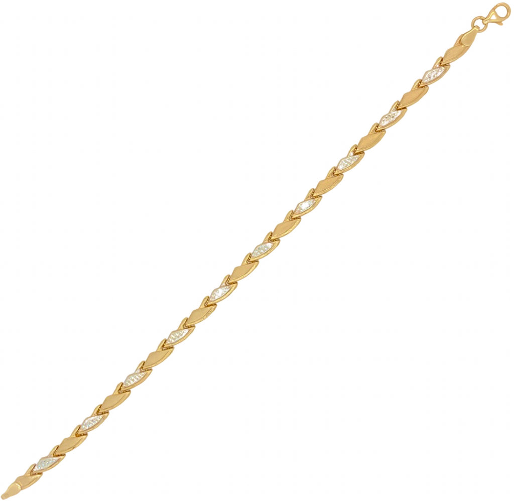 Kétszínű arany női szelvényes karkötő