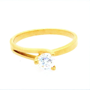 Sárga arany háromkarmos szoliter gyűrű - V-Pearl