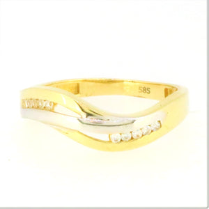 Kétszínű arany köves hullámos gyűrű - V-Pearl