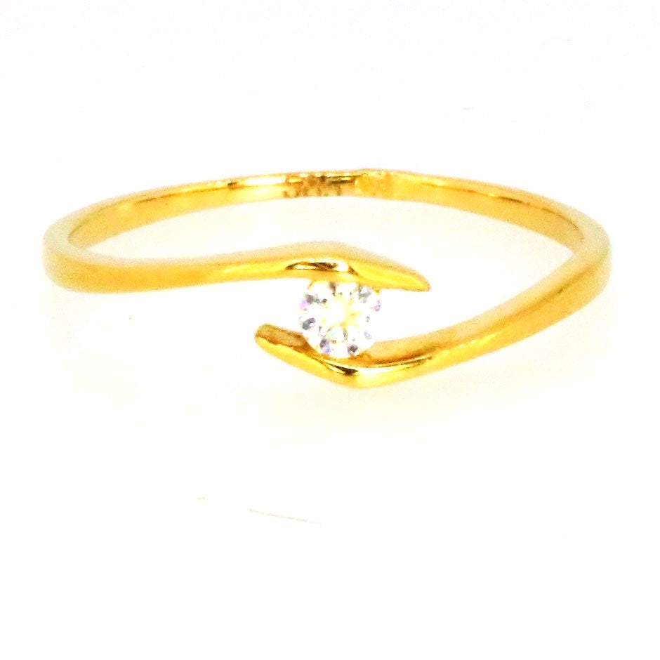 Sárga arany egy köves női gyűrű - V-Pearl