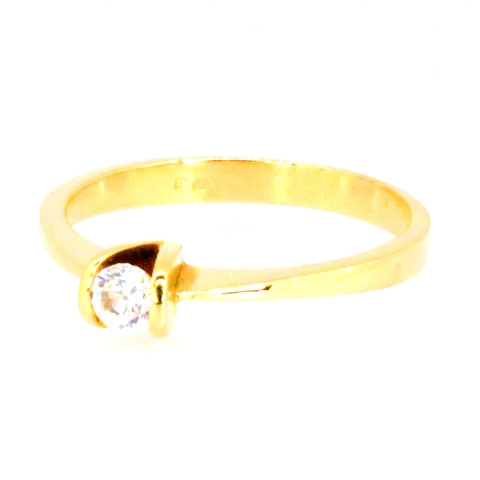 Sárga arany egy köves gyűrű - V-Pearl