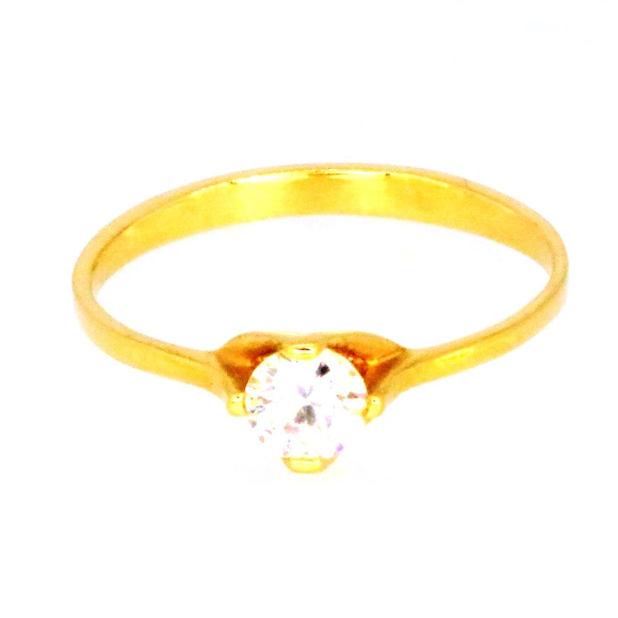 Sárga arany egy köves finom gyűrű - V-Pearl