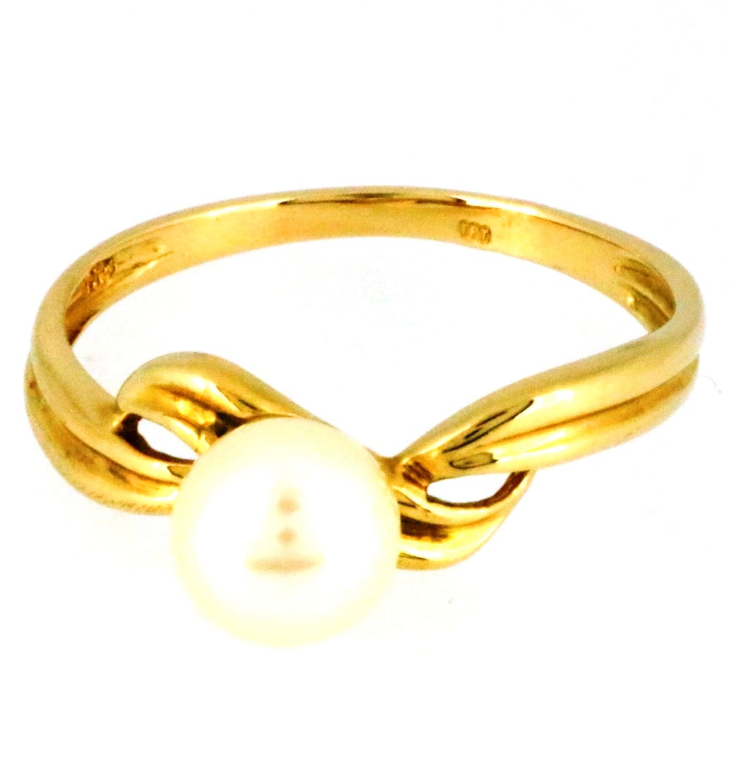 Sárga arany egy gyöngyös gyűrű - V-Pearl