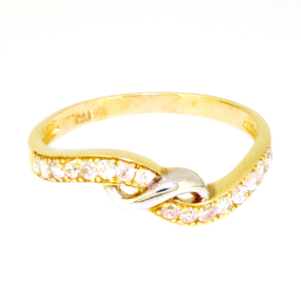 Kétszínű arany hullámos női gyűrű - V-Pearl