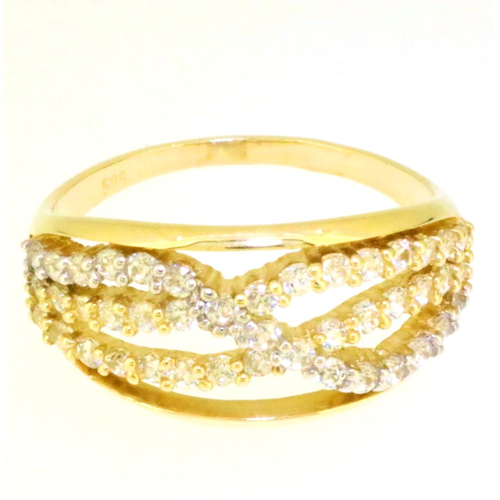 Széles arany köves női gyűrű - V-Pearl