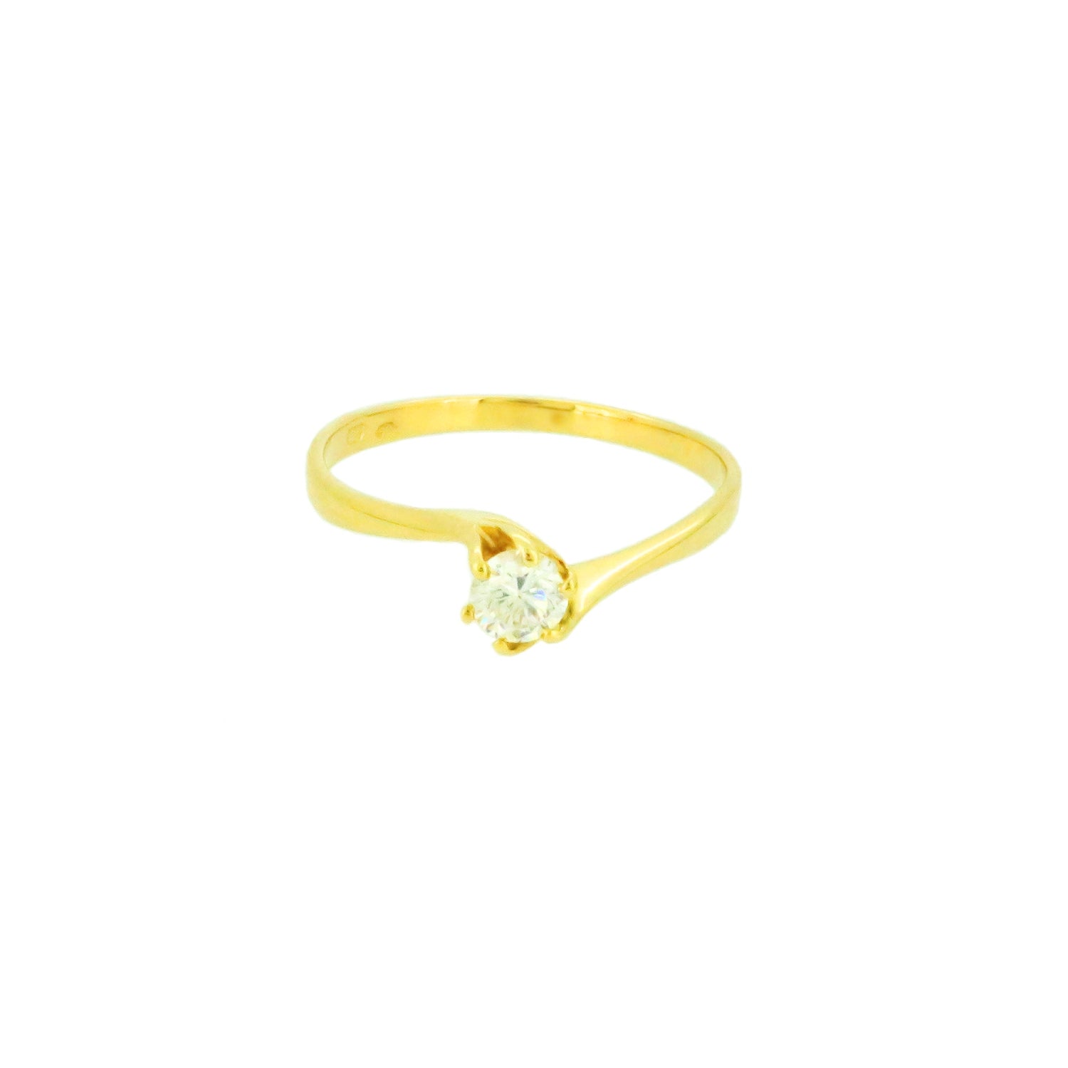 Egyköves sárga arany gyűrű - V-Pearl