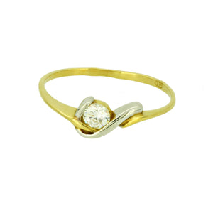 Kétszínű arany köves női gyűrű - V-Pearl