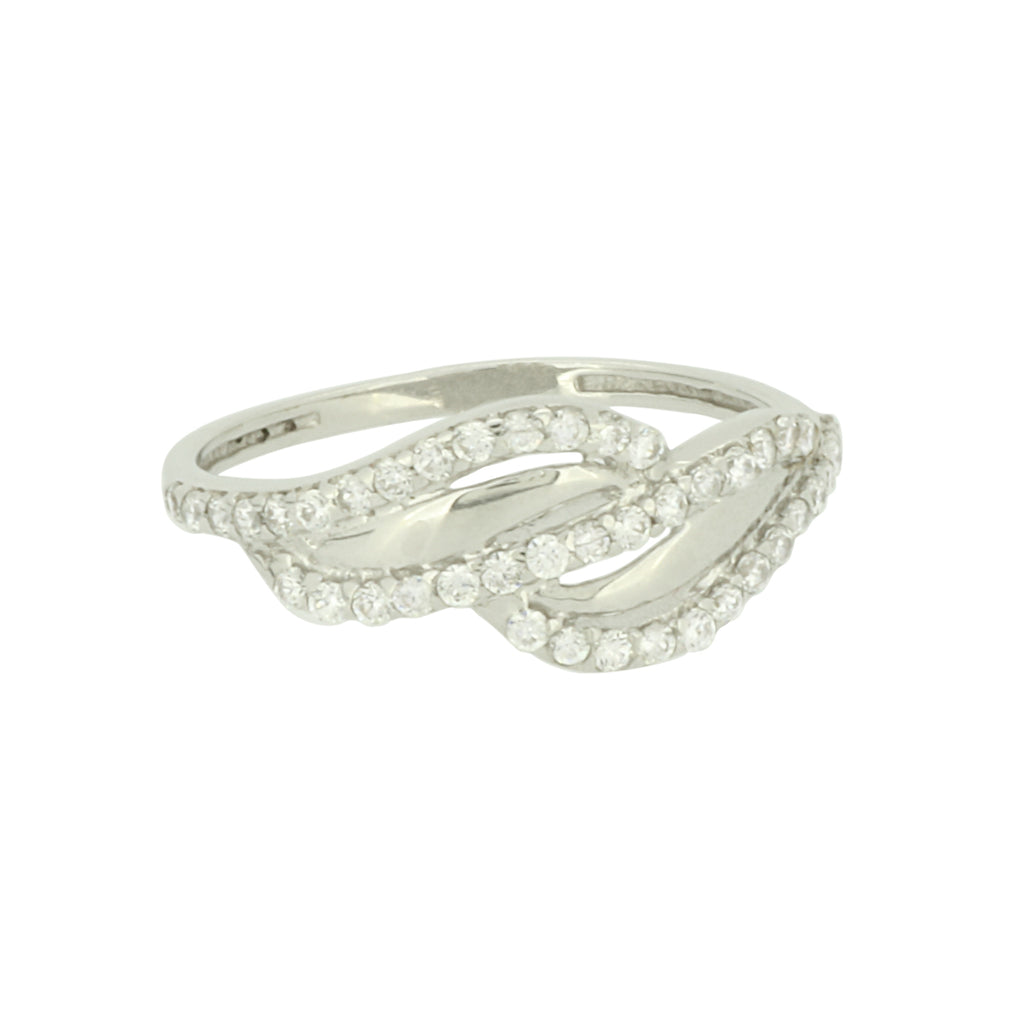 Fehérarany hullámos exkluzív női gyűrű - V-Pearl