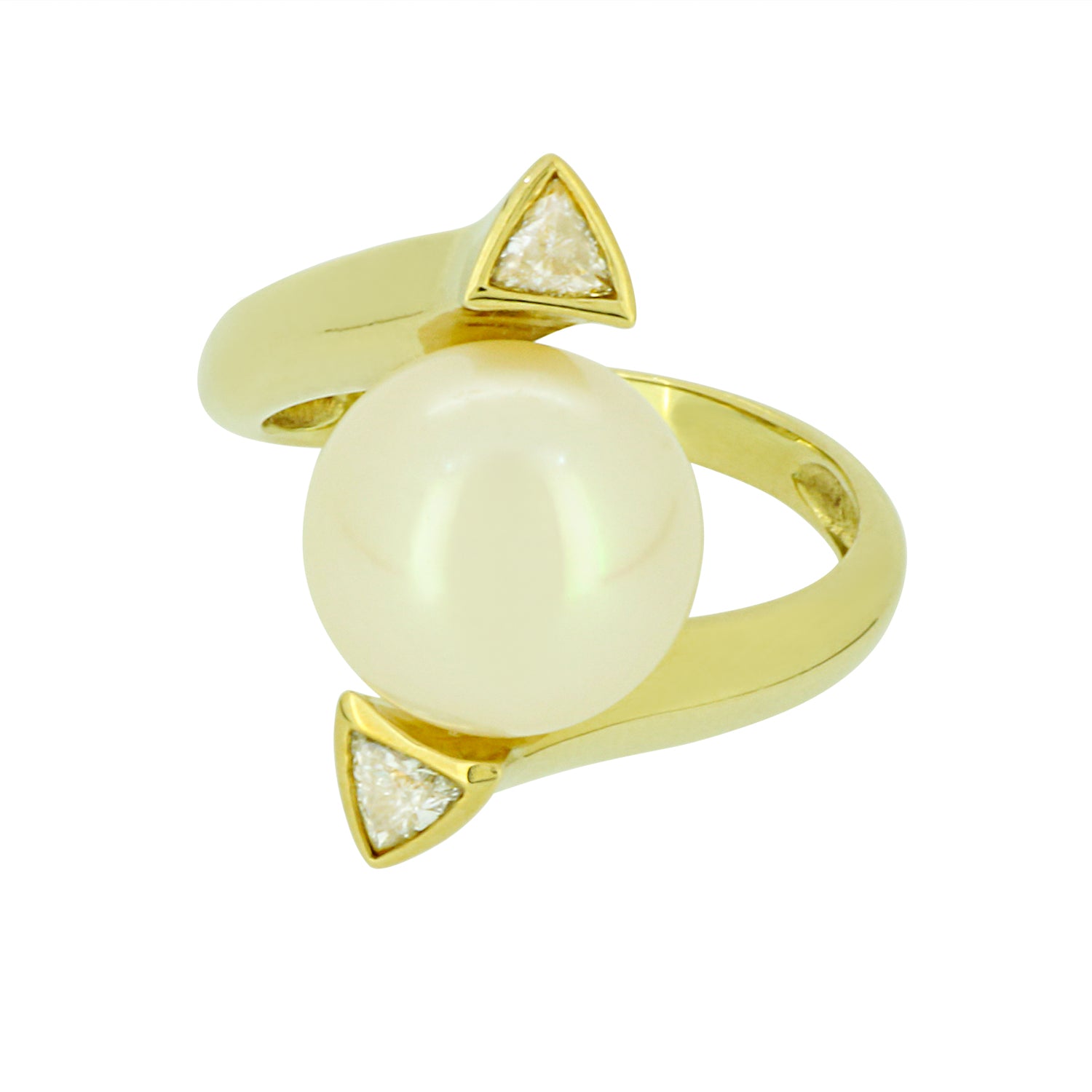 Egyedi arany brilles gyűrű gyönggyel - V-Pearl
