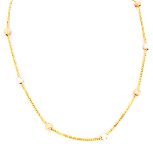 Háromszínű arany szemes díszítésű nyakék - V-Pearl