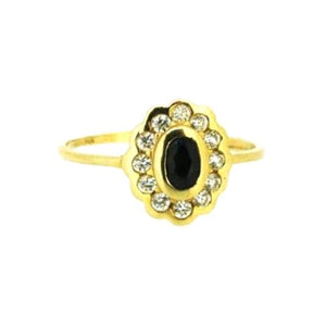 Zafír köves sárga arany gyűrű - V-Pearl