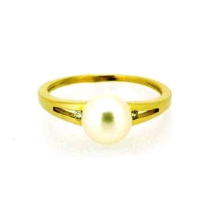 Sárga arany gyöngyös gyűrű - V-Pearl