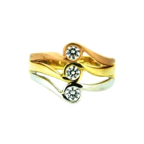 Háromszínű arany köves gyűrű - V-Pearl