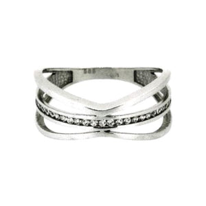 Fehérarany modern gyűrű - V-Pearl