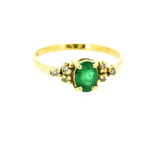 Arany gyémánt smaragd női gyűrű - V-Pearl