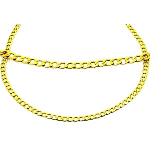 Sárga arany lapított szemes lánc - V-Pearl
