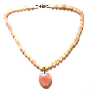 Rózsakvarc nyakék szív függővel - V-Pearl